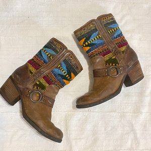 Western Aztec Leather boots by Born. Size 7.